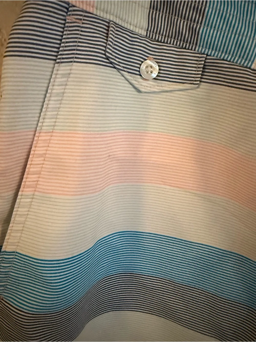 Men's Penguin Pastel Striped Swim Trunks - Blue, Pink, Gray